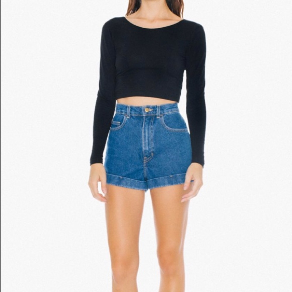 American Apparel Denim High-Waisted scuff Short
